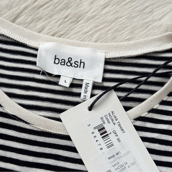 NWT ba&sh Alias T-Shirt in Off White Stripe - Picture 8 of 11